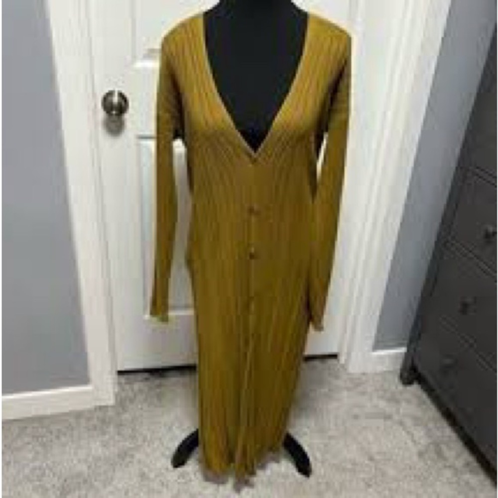Free People Ribbed Long Sleeve Cardigan Dress